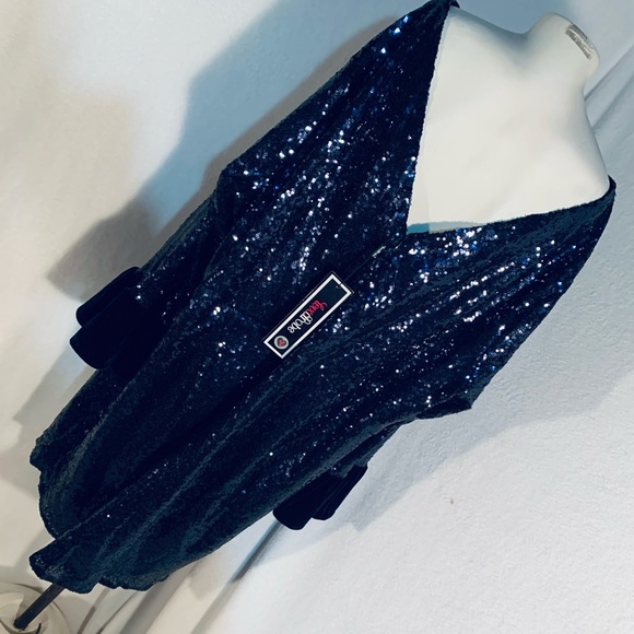 Fitted Midi Solid Sequins in Navy Velvet Cuffs 28 - Picture 6 of 17